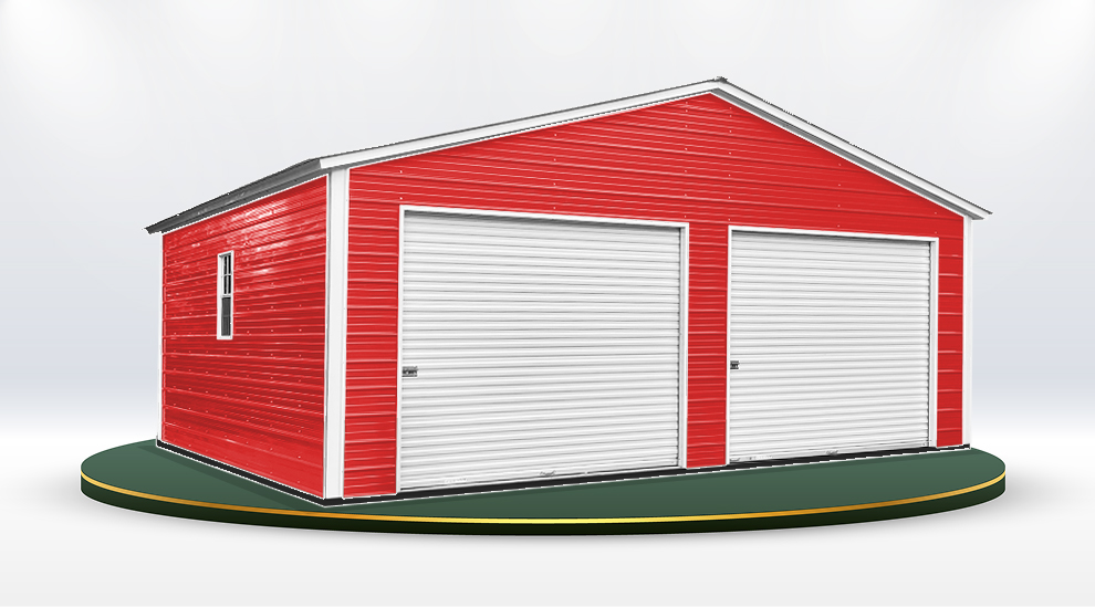 Metal building in Cardinal Red